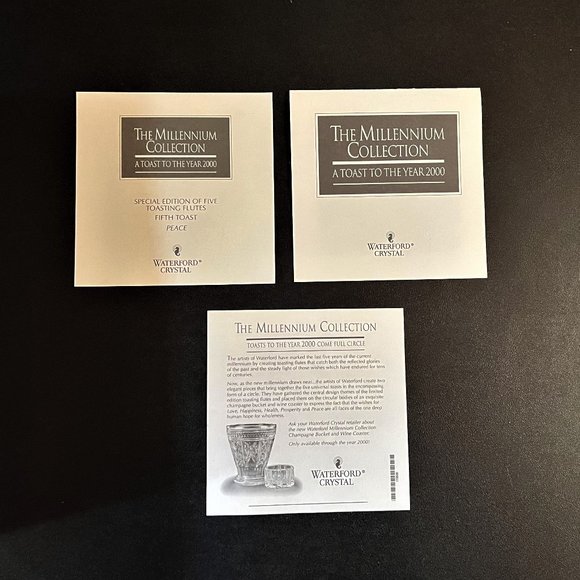 Vtg Waterford Crystal The Millennium Collection 2000 "Peace" Toasting Flutes (2) - Picture 8 of 10